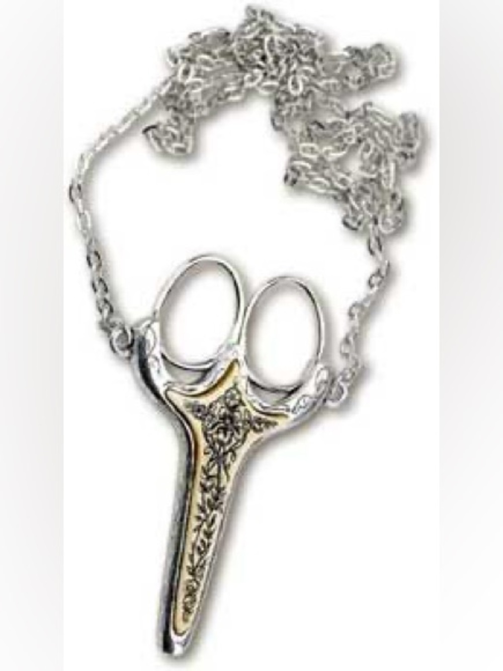VTG Inspired Ornate chatelaine scissor pendant necklace w/ detail resin inlay!